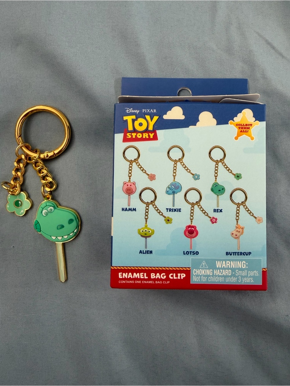 Disney Toy Story Rex Green Enamel Key with Gold Chain